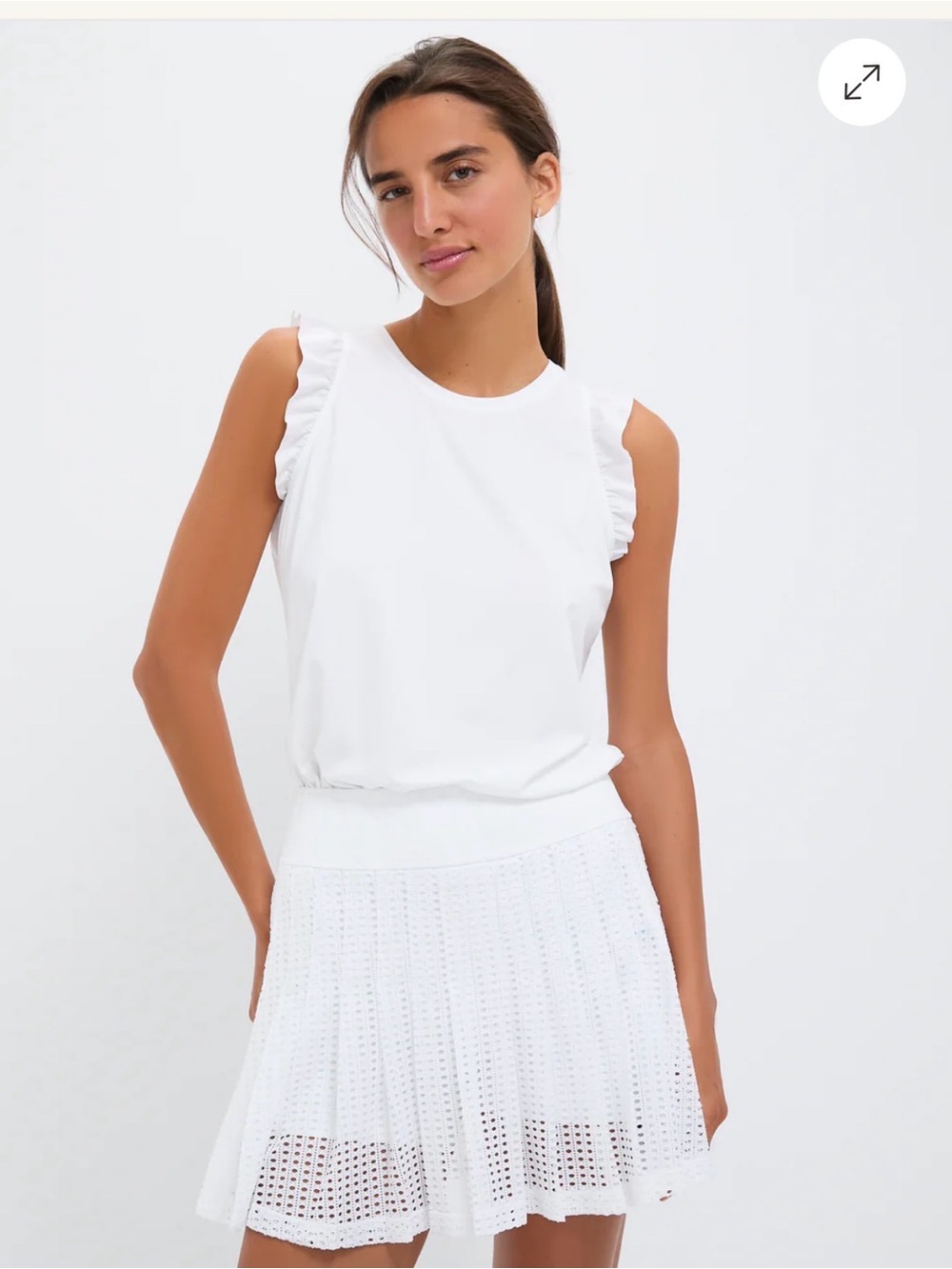 White Performance Jersey Ruffle Lea Tank